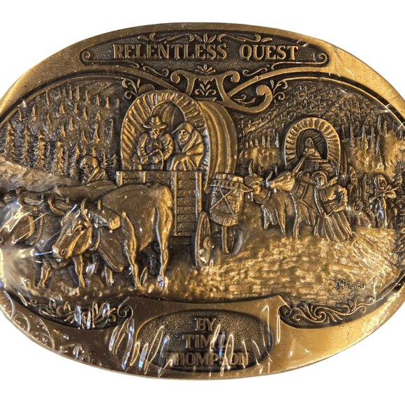 Relentless Quest Belt Buckle NOS Tim Thompson Western Wear Horse Cowboy - Picture 13 of 14